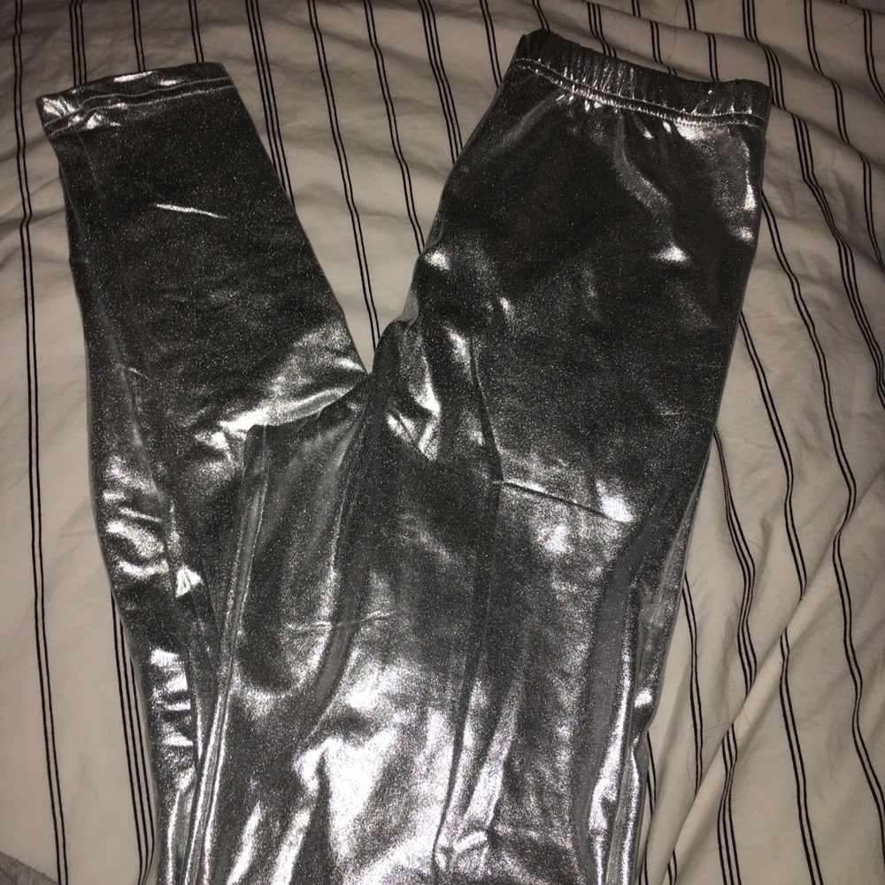 Silver metallic leggings